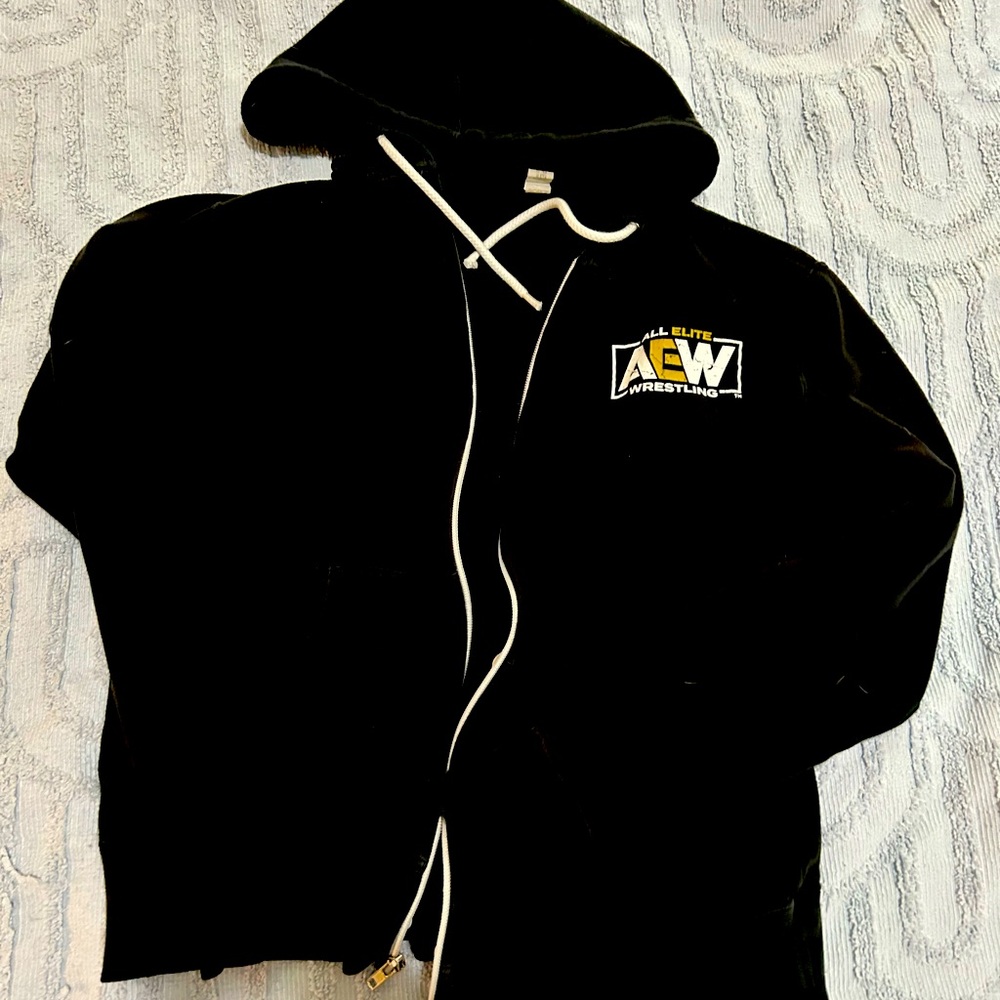 AEW hoodie size small . Well loved purging my closet.